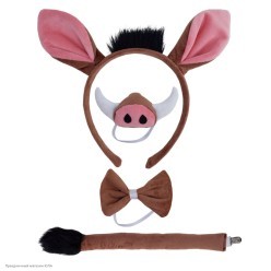 Набор Кабанчика (уши, нос, бабочка, хвост) коричневый, ворс