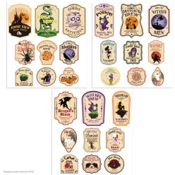 Наклейки на бутылку "Хэллоуин" (англ.яз) 20*22см 1л/9шт