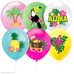 Набор шаров "Гавайи Aloha" 1ст/рисунок цвет 12"/30см 12шт
