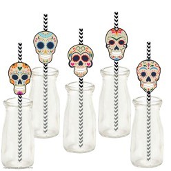 Трубочки для коктейля с карточками "Калавера" 12 шт, бум