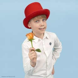 Цилиндр красный (фетр) р.56-57 h-12,5см