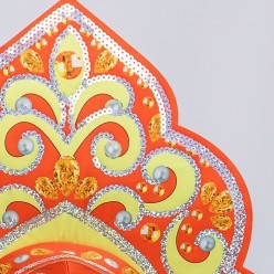 Кокошник "Русская Красавица" (печать) красный (резинка)