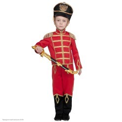 Костюм детский "Гусар" в красном р.30-32, 116-122 см