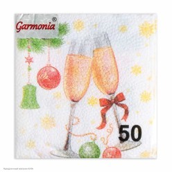 Салфетки новогодние "Бокалы" 24*24 см, 50 шт