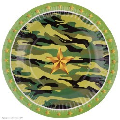 Тарелки "Камуфляж звёздный" 18 см 6шт, бумага