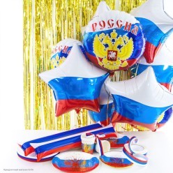 Тарелки "Россия" герб, тиснение, триколор 18см, 6шт (бум)