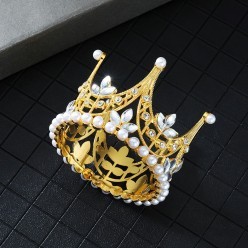 Мини-Корона (металл, бусины, стразы) 5,5*8см (под шпильки)