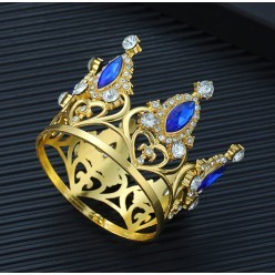 Мини-Корона (металл, стразы) зол/син 8,5*5,5см