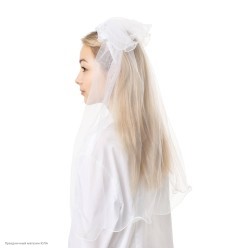 Фата на девичник на ободке с цветами 60 см