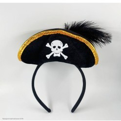 Мини шляпка "Пиратка" с пером (на ободке) 20*18см