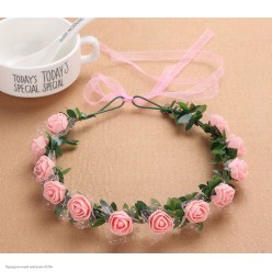 Венок на голову Цветочный (латекс) персик