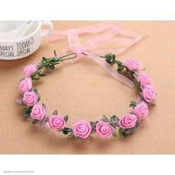 Венок на голову Цветочный (латекс) розовый