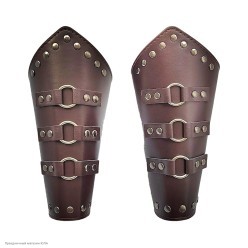 Нарукавники кожзам (кольца, клёпки) коричневые 22*25см