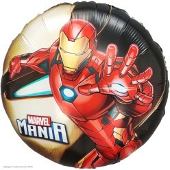 Шар фольга Круг "Железный человек" 18"/45см
