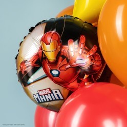 Шар фольга Круг "Железный человек" 18"/45см