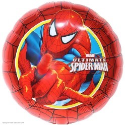 Шар фольга Круг "Человек-Паук" (красный) 18"/45см