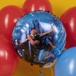 Шар фольга Круг "Человек-Паук" (синий) 18"/45см