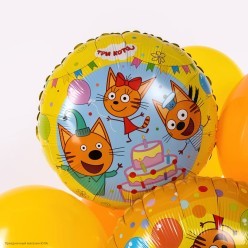 Шар фольга Круг "Три Кота" (торт) 18"/45см