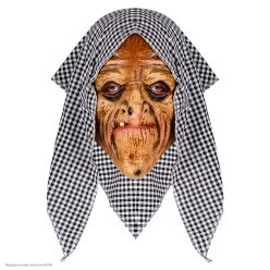 Маска "Баба Яга" в клетчатом платке (латекс)