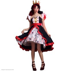 Костюм взр "Карточная королева" (принт, болеро) р.44-46