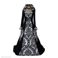 Костюм взрослый "Готическая дама" бело-чёрный р.54-56