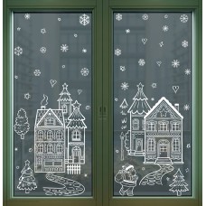 Наклейки статические НГ 48*35см "Дом, Санта"
