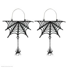 Серьги "Паутина" с паучком чёрные (металл)