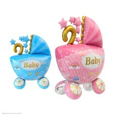 Фигура фольга 3D "Коляска" голубая 104*85см