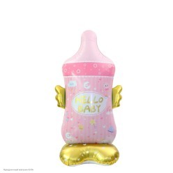 Фигура фольга 3D "Бутылочка" розовая 155*97см