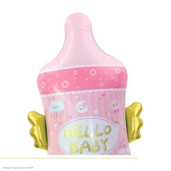 Фигура фольга 3D "Бутылочка" розовая 155*97см