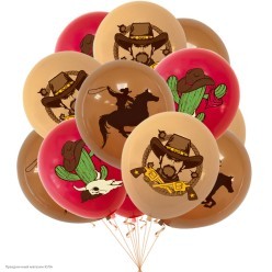 Набор шаров "Ковбойский" 1ст/рисунок цвет 12"/30см 9шт