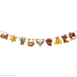 Гирлянда-фигурки на ленте "Вестерн" (телега) 15*14см, 9шт