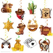 Спирали-подвески "Вестерн" 15*13см, 12 шт (картон, фольга)