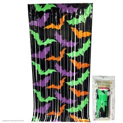 Занавес-Дождик 2*1,0м с рисунком "Летучие мыши" чёрный