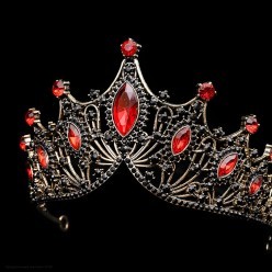Диадема на ободке (металл, стразы) чёрный/красный (шпильки)