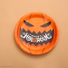 Тарелки 23см Хэллоуин "Тыква-оскал" 8шт, бумага