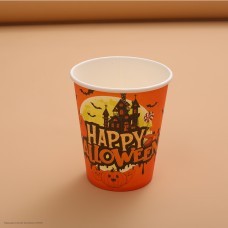 Стаканы Хэллоуин "Замок Happy Halloween" (оранж) 210 мл 8 шт