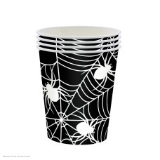 Стаканы "Паутина" (чёрные) 210 мл 8шт/уп