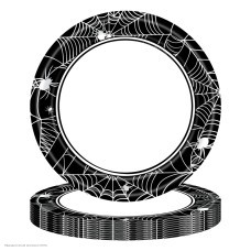 Тарелки 18см "Паутина" (чёрно-белые) 8шт, бумага