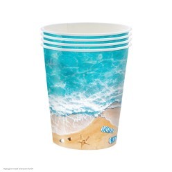 Стаканы "Море, пляж" 200мл, 8 шт (бумага)
