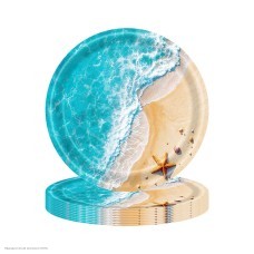 Тарелки "Море, пляж" 18 см, 8 шт (бумага)