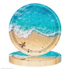 Тарелки "Море, пляж" 23 см, 8 шт (бумага)