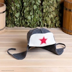 Шапка для бани Ушанка с красной звездой