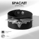 Браслет "Череп с крыльями" (кожзам, металл) чёрный 23*3,7см 9669590 Браслет "Череп с крыльями" (кожзам, металл) чёрный 23*3,7см 9669590
