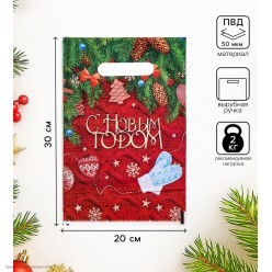 Пакет подарочный 19,5*30см "Новогодний" (ПВД 50мкм)