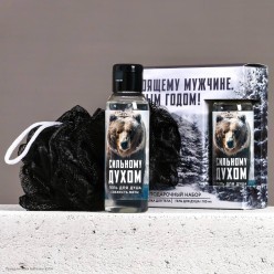 Набор подарочный "Настоящему мужчине" гель, мочалка