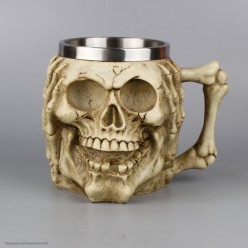 Кружка сувенирная "Череп Не слышу" (металл, полистоун)