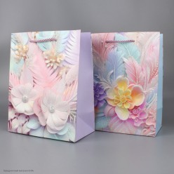 Пакет подарочный 18*23*10см "Цветы" блеск (бумага)