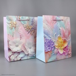 Пакет подарочный 18*23*10см "Цветы" блеск (бумага)