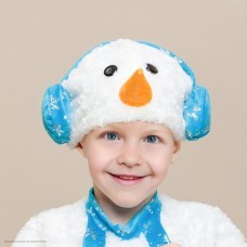 Шапочка "Снеговик" (плюш) детская р.52-54